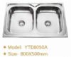 one piece style double bowl stainless steel sink